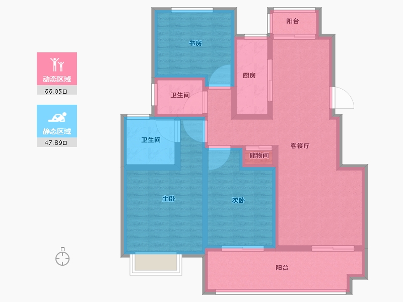 安徽省-蚌埠市-沁雅济学瑭-100.80-户型库-动静分区