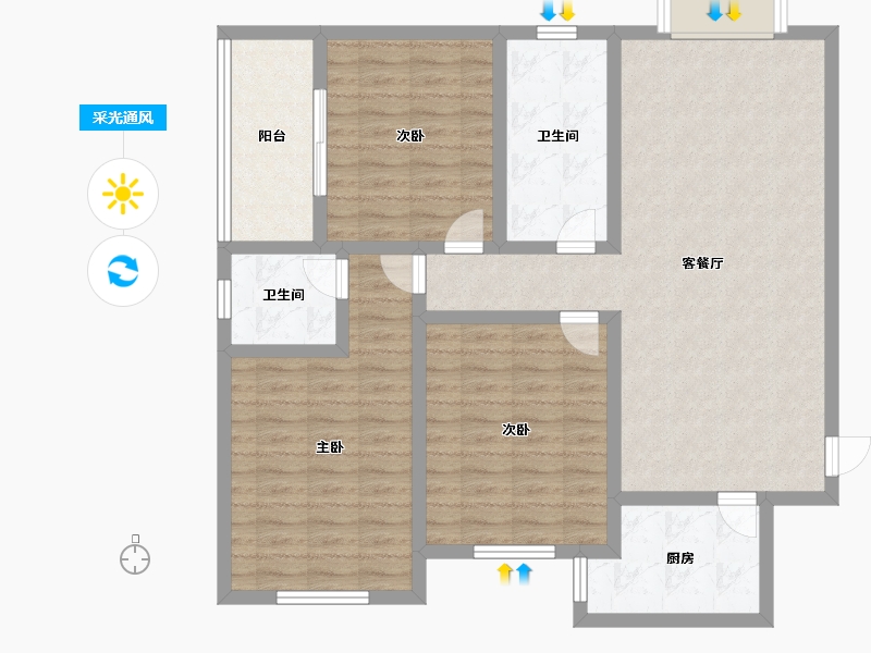 山西省-太原市-新村小区-118.34-户型库-采光通风