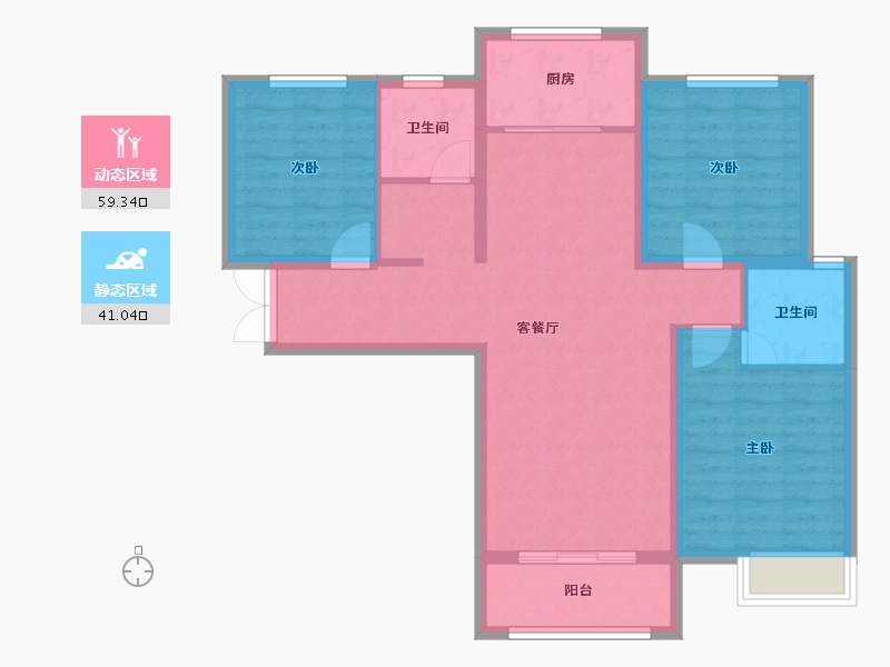 河南省-三门峡市-盛元·第壹城-89.86-户型库-动静分区