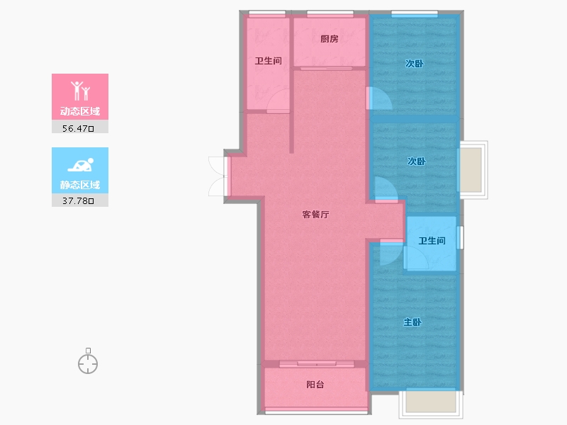 河南省-三门峡市-天鹅名筑-84.63-户型库-动静分区