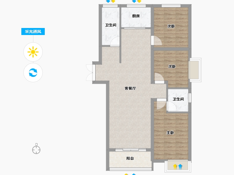 河南省-三门峡市-天鹅名筑-84.63-户型库-采光通风