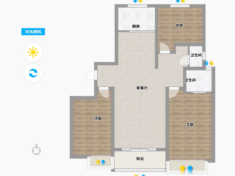 河南省-三门峡市-桥东河畔-101.00-户型库-采光通风