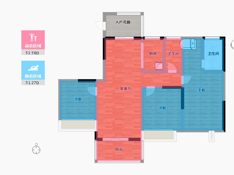 广东省-广州市-珠江壹城国际城-98.40-户型库-动静分区