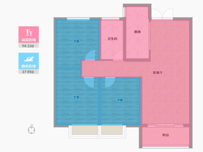 河南省-三门峡市-天鹅名筑-84.39-户型库-动静分区