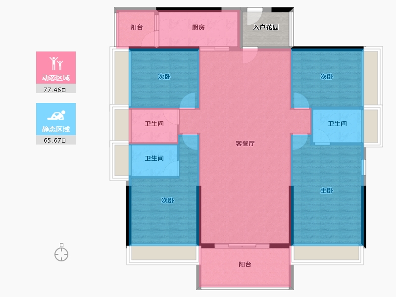 广东省-云浮市-筠城南山春天-135.07-户型库-动静分区