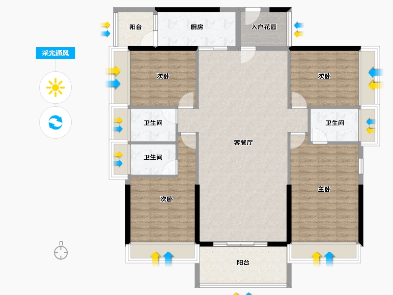 广东省-云浮市-筠城南山春天-135.07-户型库-采光通风