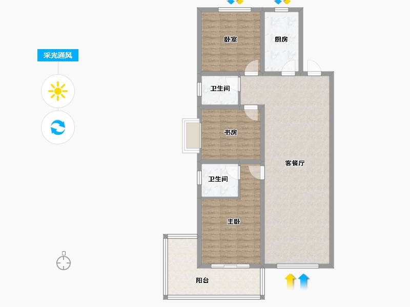 天津-天津市-翔宇三江领秀-104.01-户型库-采光通风