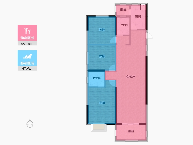 湖北省-黄石市-中乾融·龙台-105.37-户型库-动静分区