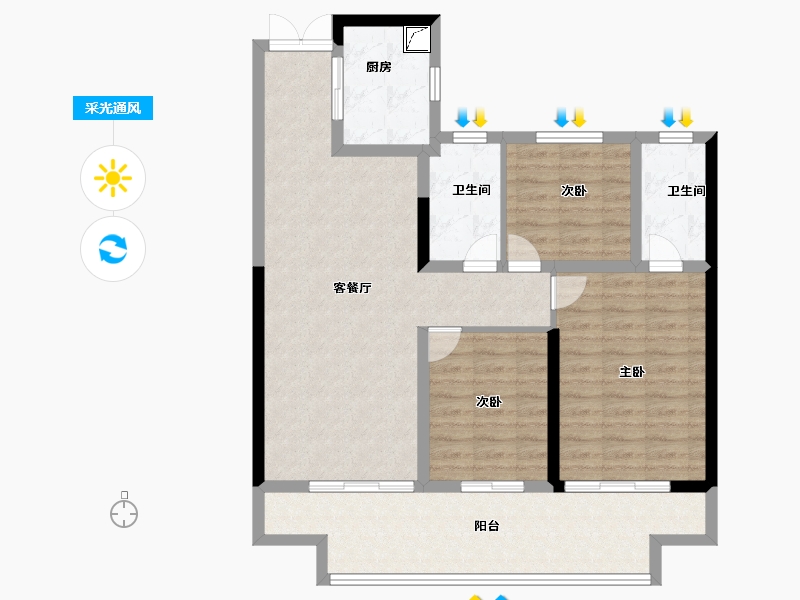 江苏省-宿迁市-吾悦广场·吾悦华府-94.40-户型库-采光通风