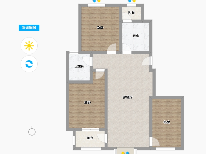 安徽省-芜湖市-金桥名都-85.89-户型库-采光通风