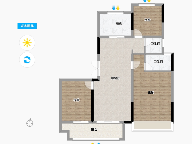 江苏省-宿迁市-吾悦广场·吾悦华府-100.80-户型库-采光通风