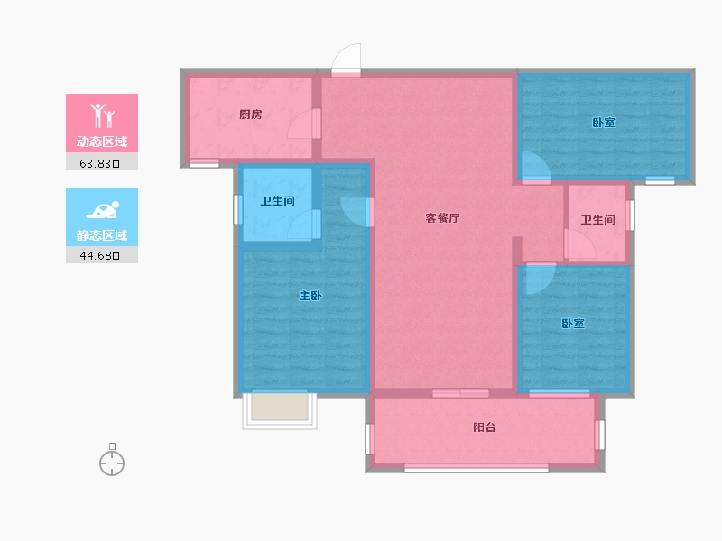 湖北省-黄石市-锦绣·金山-96.32-户型库-动静分区