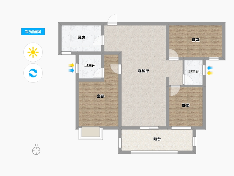 湖北省-黄石市-锦绣·金山-96.32-户型库-采光通风