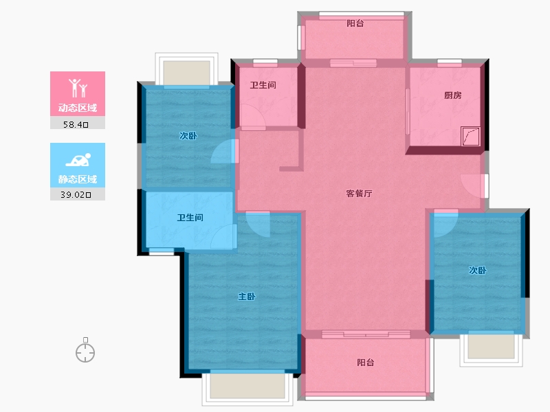 广东省-中山市-古镇雅居乐花园-86.40-户型库-动静分区