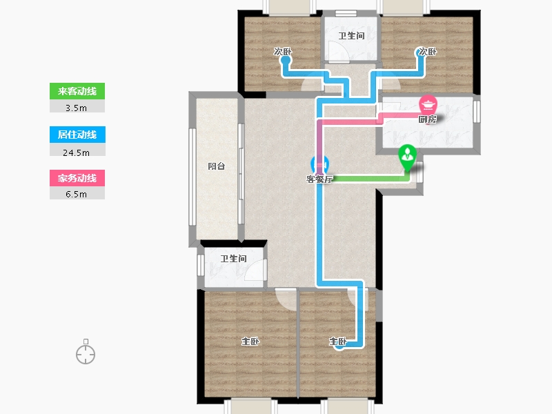 湖北省-黄石市-大桥·一品园·三期-101.87-户型库-动静线