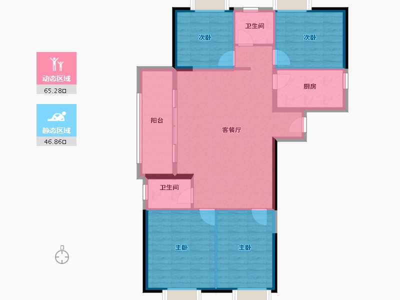 湖北省-黄石市-大桥·一品园·三期-101.87-户型库-动静分区