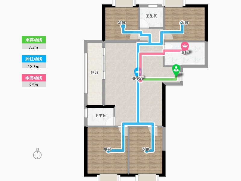 湖北省-黄石市-大桥·一品园·三期-100.40-户型库-动静线