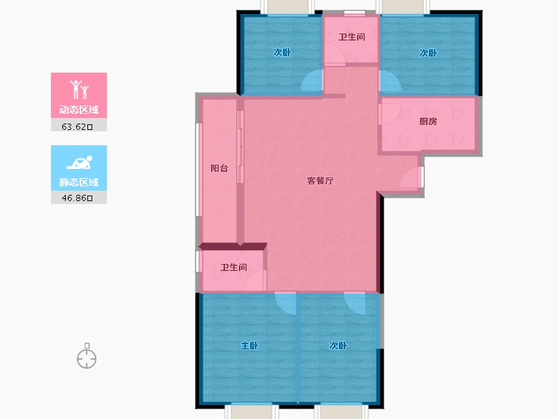 湖北省-黄石市-大桥·一品园·三期-100.40-户型库-动静分区