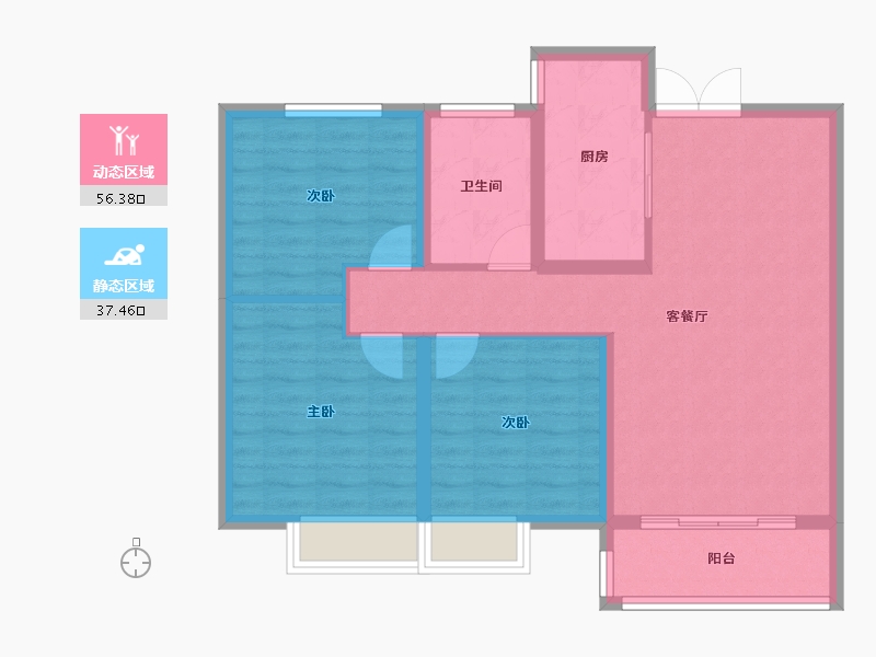 河南省-三门峡市-天鹅名筑-84.39-户型库-动静分区