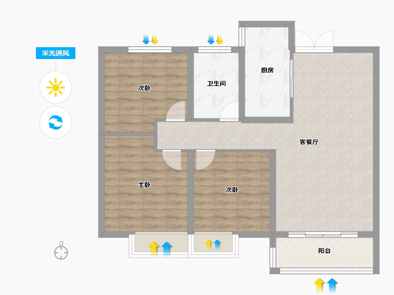 河南省-三门峡市-天鹅名筑-84.39-户型库-采光通风