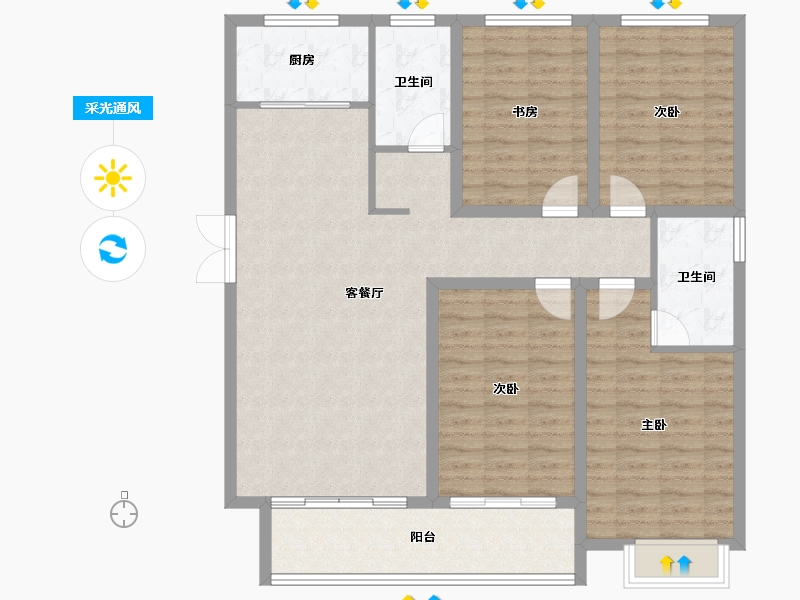 河南省-三门峡市-天鹅名筑-121.02-户型库-采光通风