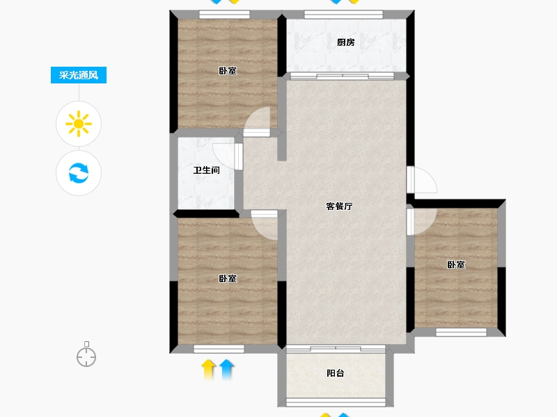 河北省-张家口市-天保铂悦湾-75.68-户型库-采光通风