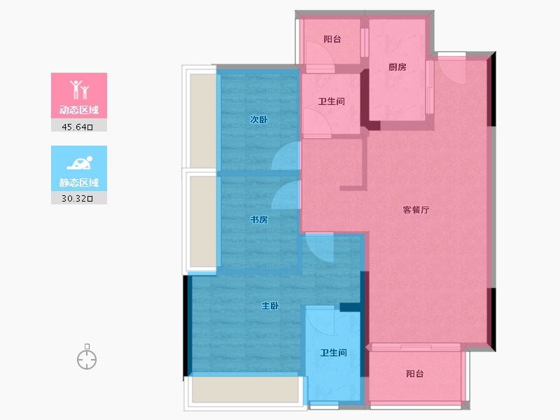 重庆-重庆市-华宇时代星空-74.00-户型库-动静分区