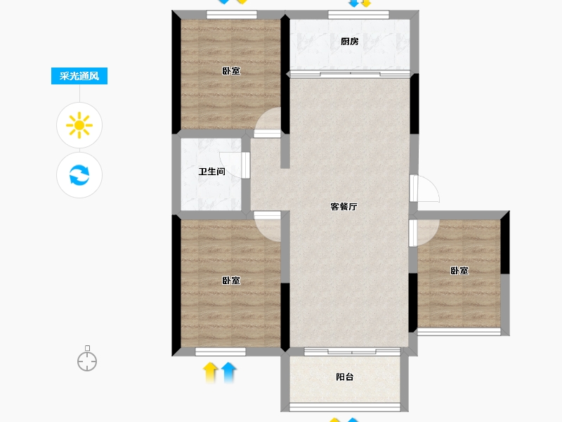 河北省-张家口市-天保铂悦湾-75.17-户型库-采光通风