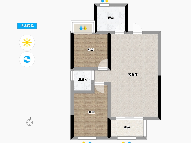 河北省-张家口市-天保铂悦湾-57.46-户型库-采光通风