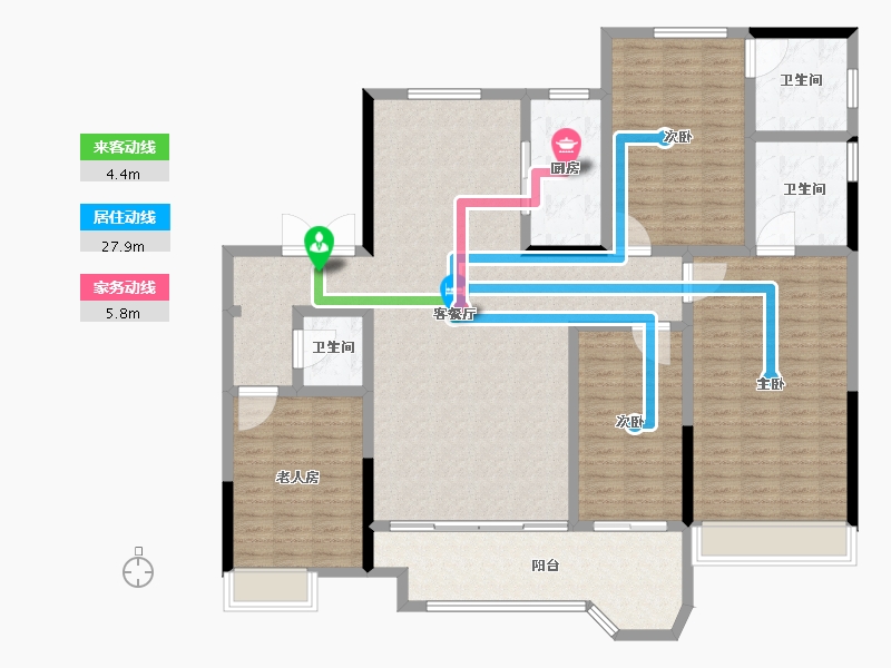 安徽省-蚌埠市-荣盛华府二区玖珑院-160.01-户型库-动静线