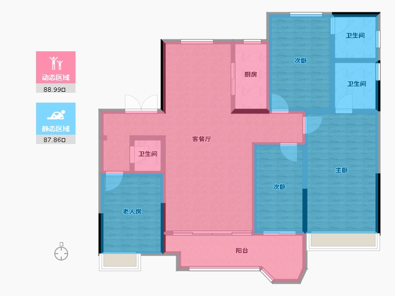 安徽省-蚌埠市-荣盛华府二区玖珑院-160.01-户型库-动静分区