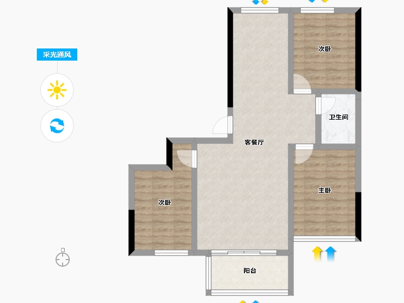 河北省-张家口市-天保铂悦湾-76.62-户型库-采光通风