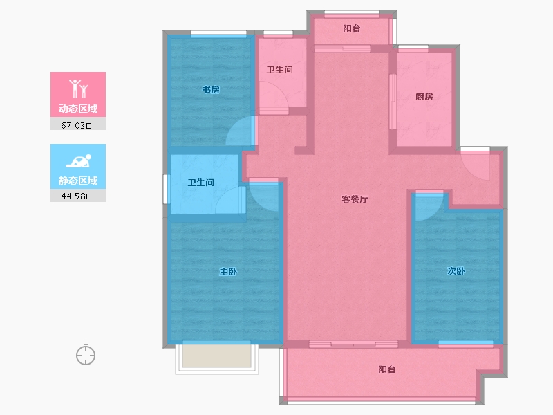 安徽省-蚌埠市-沁雅济学瑭-98.41-户型库-动静分区