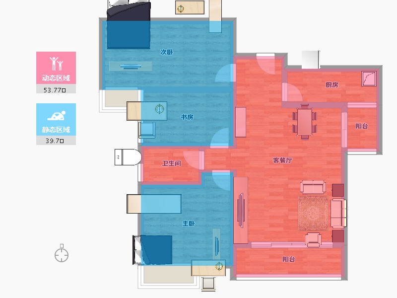 广东省-广州市-珠江壹城国际城-82.41-户型库-动静分区