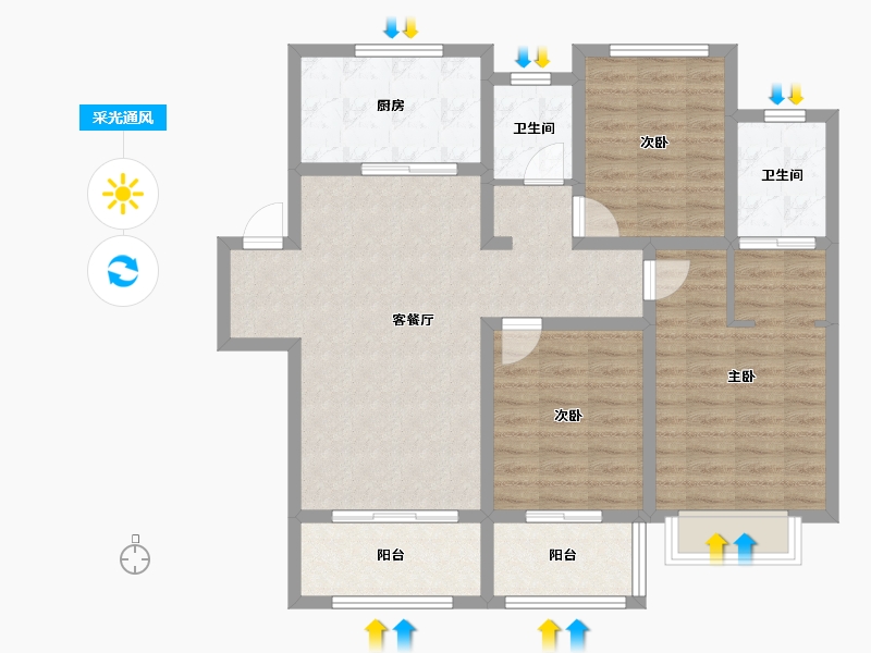 安徽省-池州市-安东盛誉华庭-95.89-户型库-采光通风