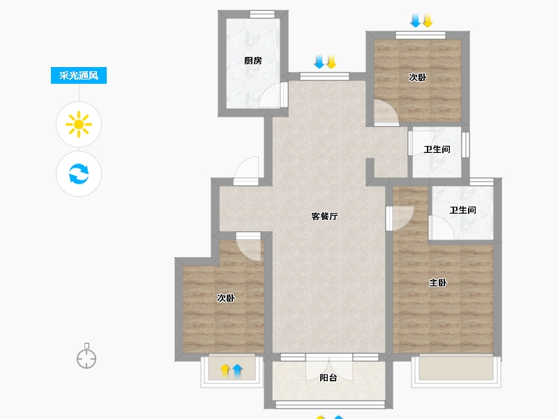 河北省-廊坊市-佳兆业·悦峰·风和苑-77.28-户型库-采光通风