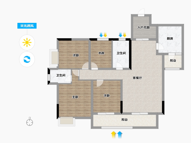 贵州省-铜仁市-虹祥·锦江壹品-127.43-户型库-采光通风