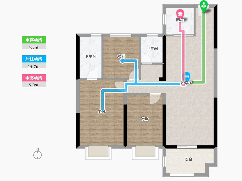 湖北省-黄石市-中乾融·龙台-92.55-户型库-动静线