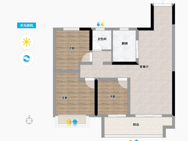 江苏省-宿迁市-吾悦广场·吾悦华府-80.00-户型库-采光通风