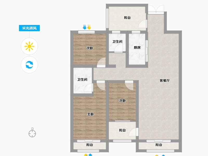 山东省-滨州市-融汇新里程-102.40-户型库-采光通风