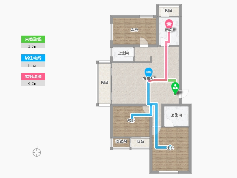 北京-北京市-清岚花园-西区-99.37-户型库-动静线