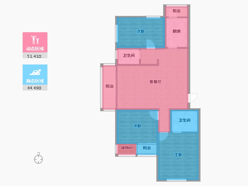 北京-北京市-清岚花园-西区-99.37-户型库-动静分区