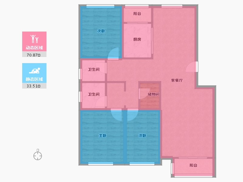 北京-北京市-清岚花园-西区-110.86-户型库-动静分区