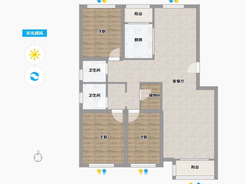 北京-北京市-清岚花园-西区-110.86-户型库-采光通风