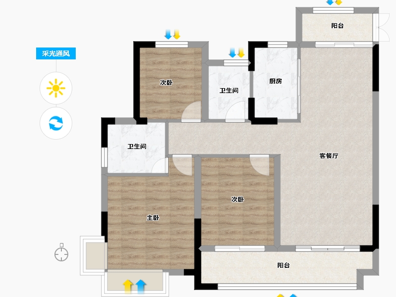 江西省-上饶市-友邦皇家公馆二期-90.01-户型库-采光通风