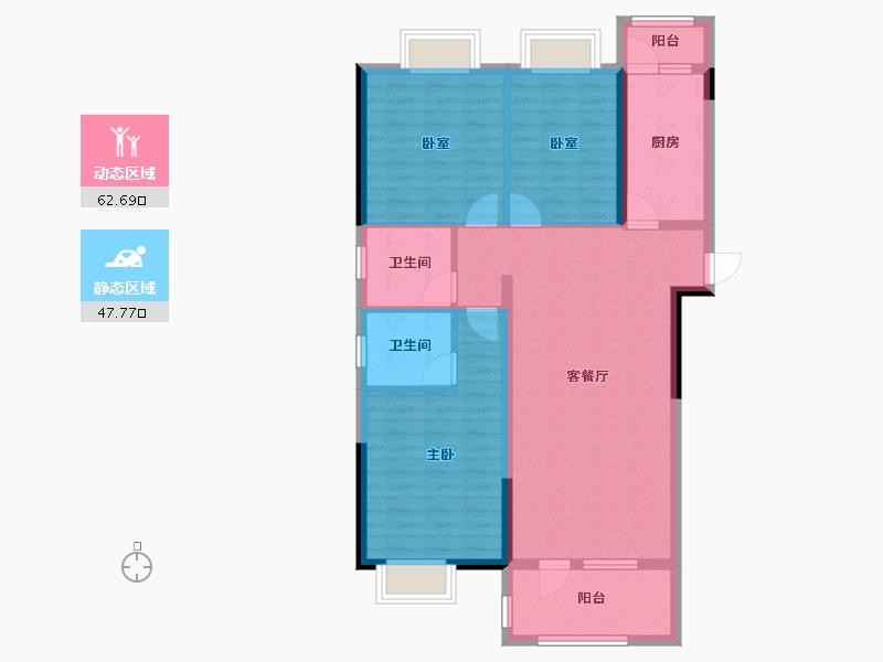 湖北省-黄石市-黄石当代满堂悦MOMA-99.25-户型库-动静分区