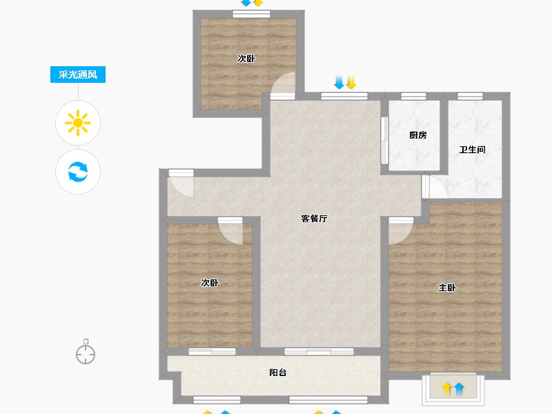 山东省-聊城市-仁恒兰亭-96.00-户型库-采光通风