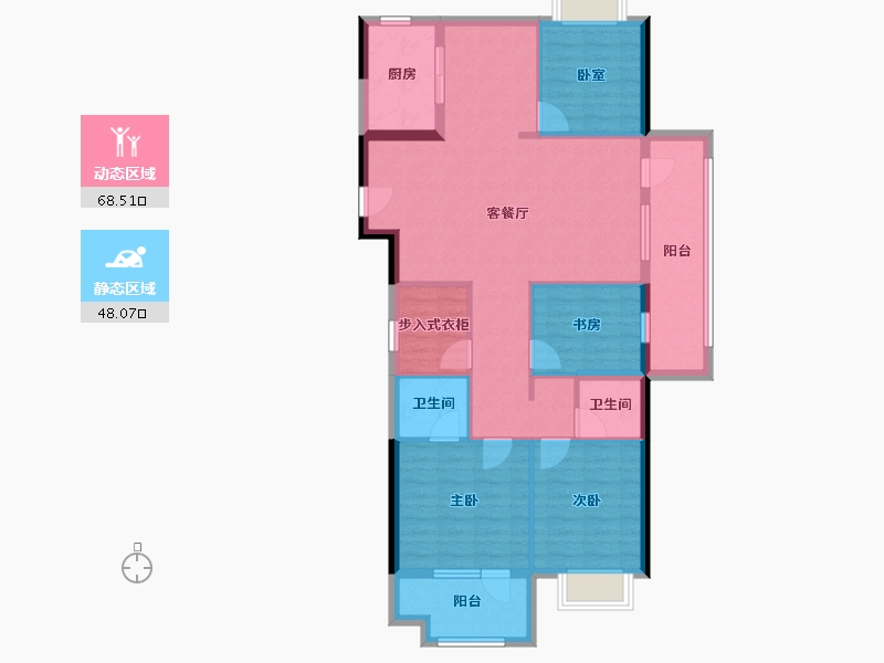 湖北省-黄石市-黄石当代满堂悦MOMA-104.52-户型库-动静分区