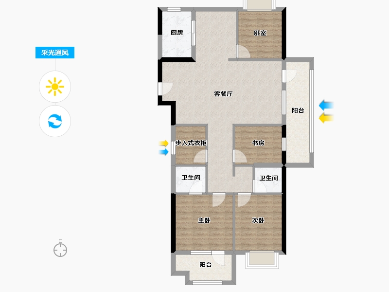 湖北省-黄石市-黄石当代满堂悦MOMA-104.52-户型库-采光通风