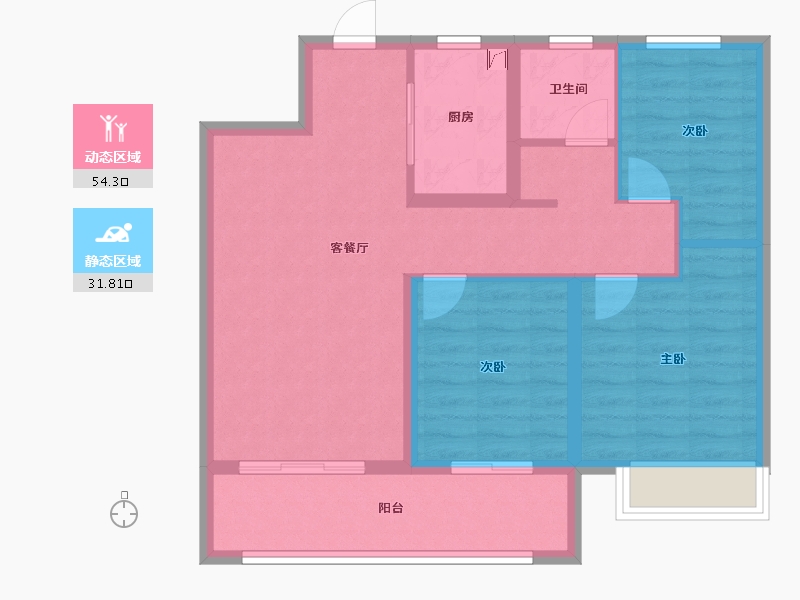 安徽省-阜阳市-海亮观澜学府-76.80-户型库-动静分区